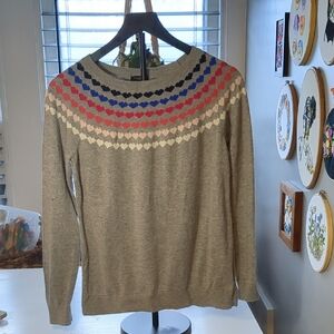 Talbots Gray Sweater with Heart Pattern